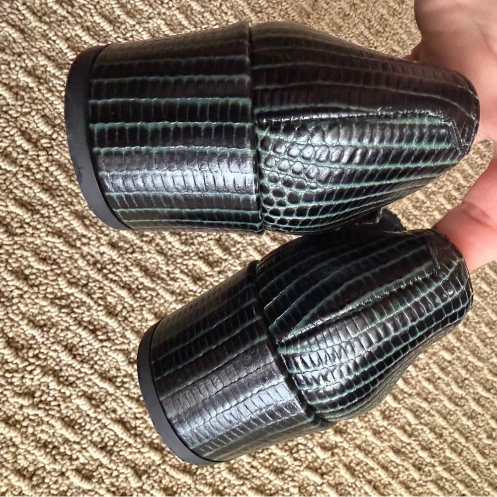 Freda Salvador Black, Brown & Cream Snakeskin Loafers